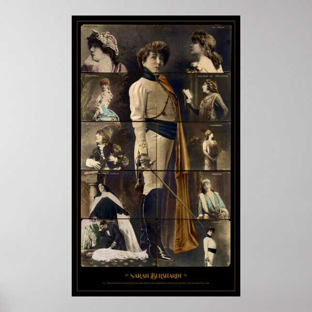 Sarah Bernhardt Postcard Mosaic Poster (Framsidan)