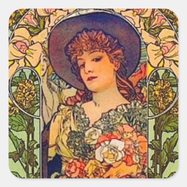 Sarah Bernhardt Tosca. Fyrkantigt Klistermärke (Framsida)