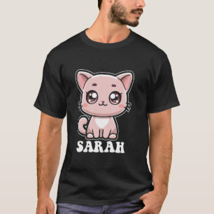 Sarah Cute Cat Kitten Design for Girls Namn Sarah T Shirt