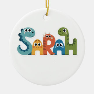 Sarah Dinosaur Namn Cute Dino Brev Design Julgransprydnad Keramik