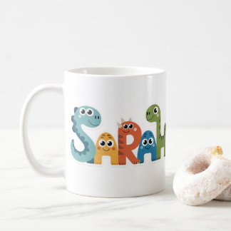 Sarah Dinosaur Namn Cute Dino Brev Design Kaffemugg