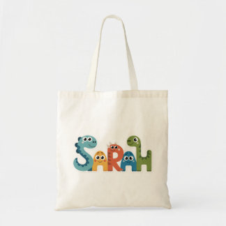 Sarah Dinosaur Namn Cute Dino Brev Design Tygkasse