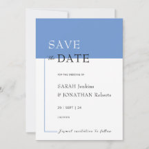 SARAH Modern Blue Minimalist Save Date Card