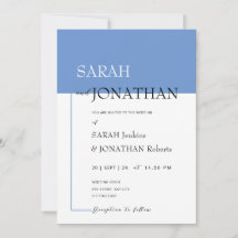SARAH Modern Blue Minimalist Wedding bjudande in