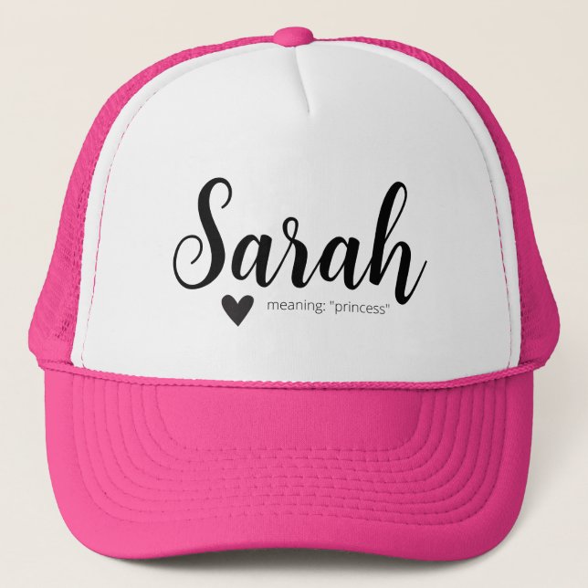 Sarah Namn betyder Minimal Modern Script Cap Girls Keps (Framsida)