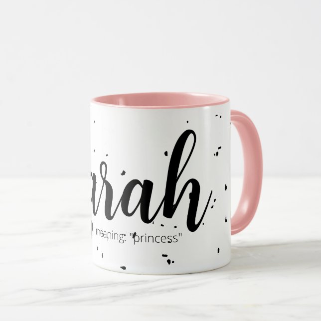 Sarah Namn betyder Minimal Modern Script Girl Gift Mugg (Framsida höger)