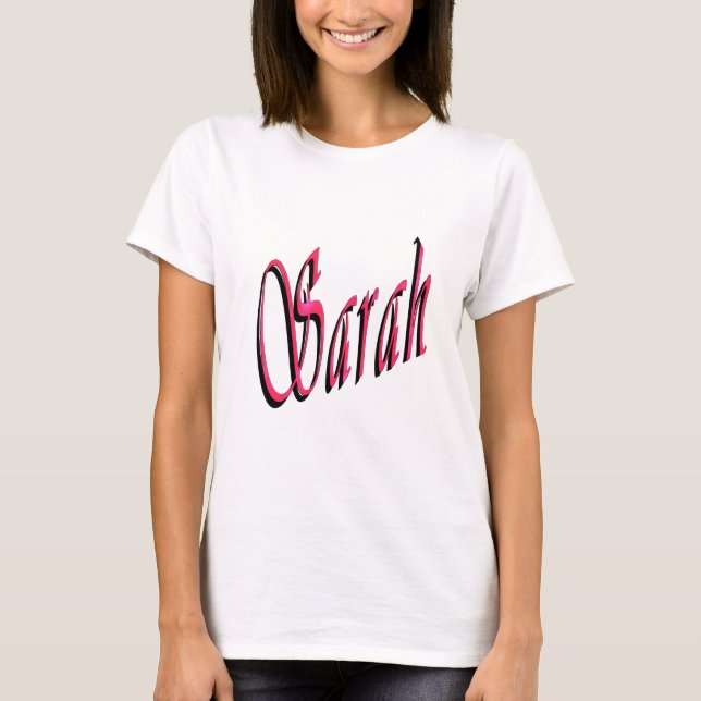 Sarah Namn I Rött Och Rosa, T Shirt (Framsida)