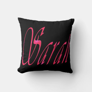 Sarah, Namn, Logotyp, Black Throw Cushion. Kudde