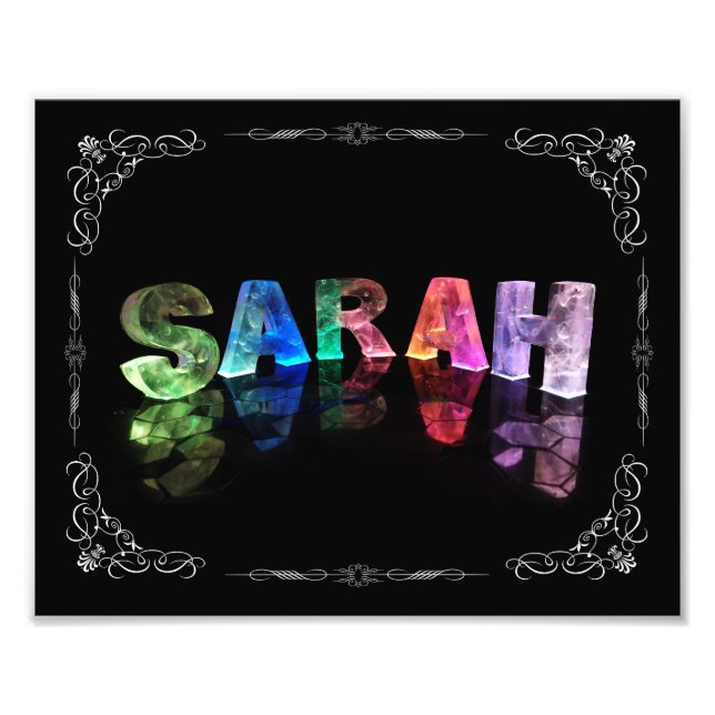 Sarah - Namn Sarah i 3D Ljus (fotografi) Fototryck (Framsidan)