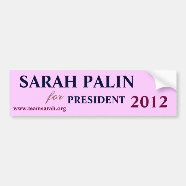 SARAH PALIN FÖR PRESIDENTEN 2012 BILDEKAL (Framsidan)