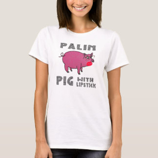 Sarah Palin Gris med läppstift Anti McCain T-shirt