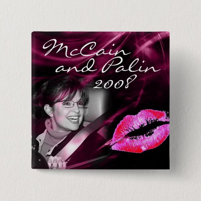 Sarah Palin knäppas den rosa kanten Knapp (Framsida)