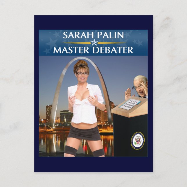 Sarah Palin - Master Debater Postcard Vykort (Framsida)
