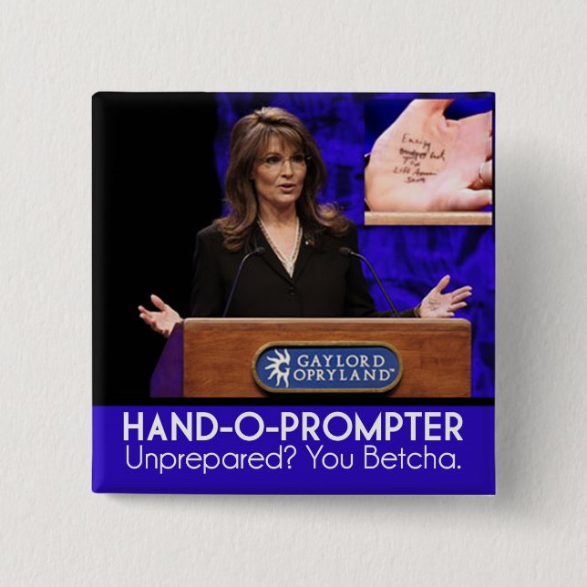 Sarah Palins Teleprompter: DetMer meddelande Knapp (Framsida)