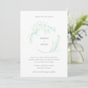 Sarah Sage Grönt Blommigt WAN Modern Bröllop Inbjudningar