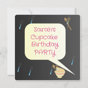 Sarah's Cupkaka Party Birthday-inbjudan Inbjudningar