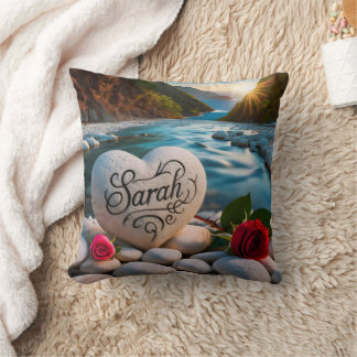 Sarah's Sunset River Stone Kudde