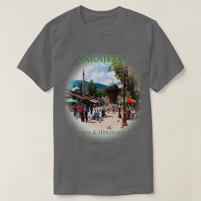 Sarajevo Bosnien amp Herzegovina Pigeon Square T Shirt (Design framsida)