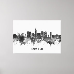 Sarajevo Bosnien och Hercegovina Skyline BW Canvastryck