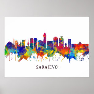 Sarajevo Bosnien och Hercegovina Skyline Poster