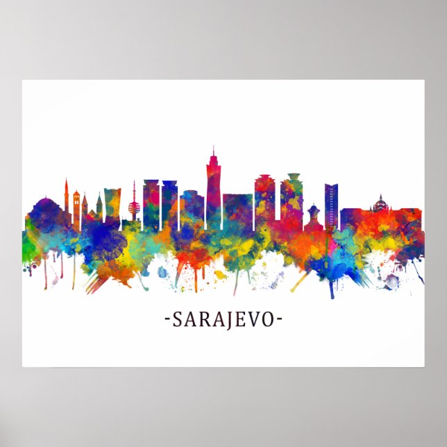 Sarajevo Bosnien och Hercegovina Skyline Poster (Framsidan)