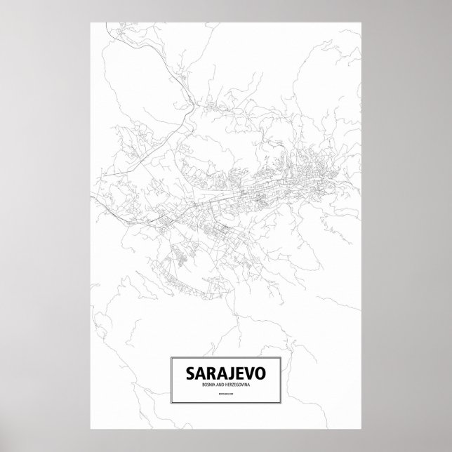 Sarajevo, Bosnien och Hercegovina (svart på vitt) Poster (Framsidan)