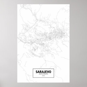 Sarajevo Bosnien och Hercegovina (svarten på vit) Poster