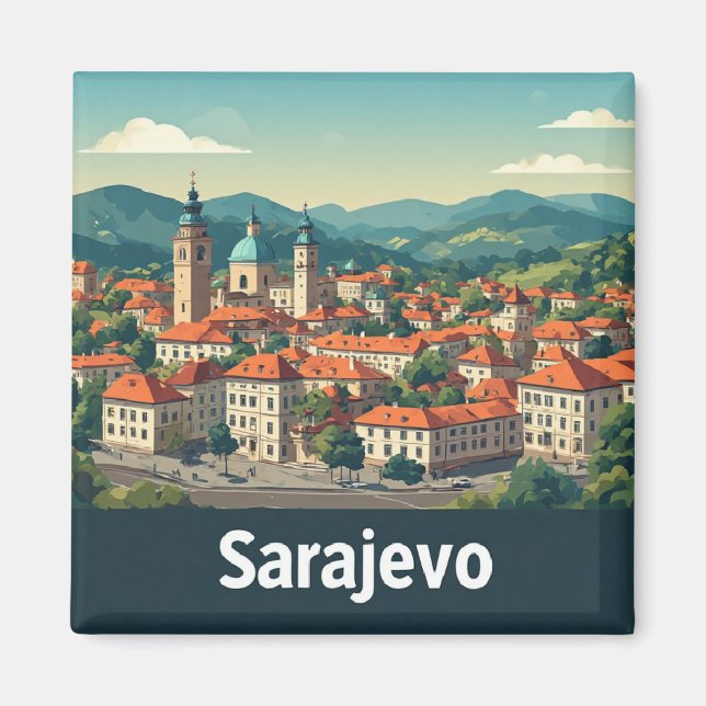 Sarajevo Bosnien Resa Souvenir 🗺️ Magnet (Framsidan)