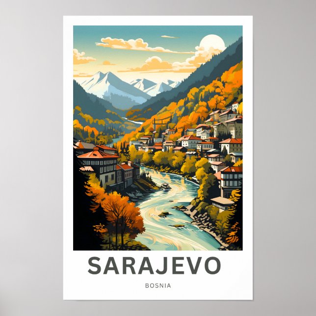 Sarajevo Bosnien Travel Skriv ut Poster (Framsidan)