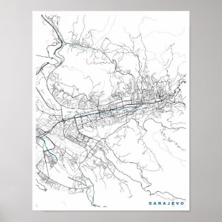 Sarajevo City Karta Poster
