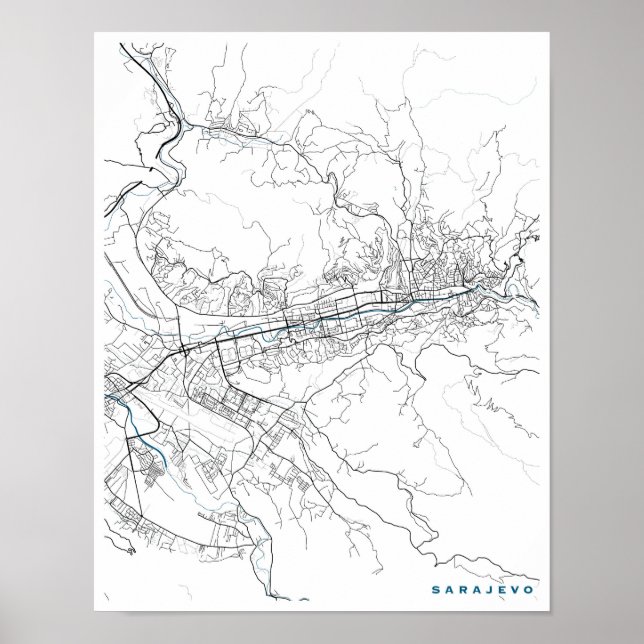 Sarajevo City Karta Poster (Framsidan)