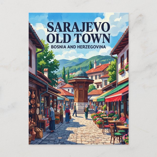 Sarajevo Gamla Stan (Baščaršija) Vykort (Framsida)