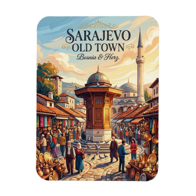 Sarajevo Gamla Stan Bosnien & Herz. Magnet (Vertikal)