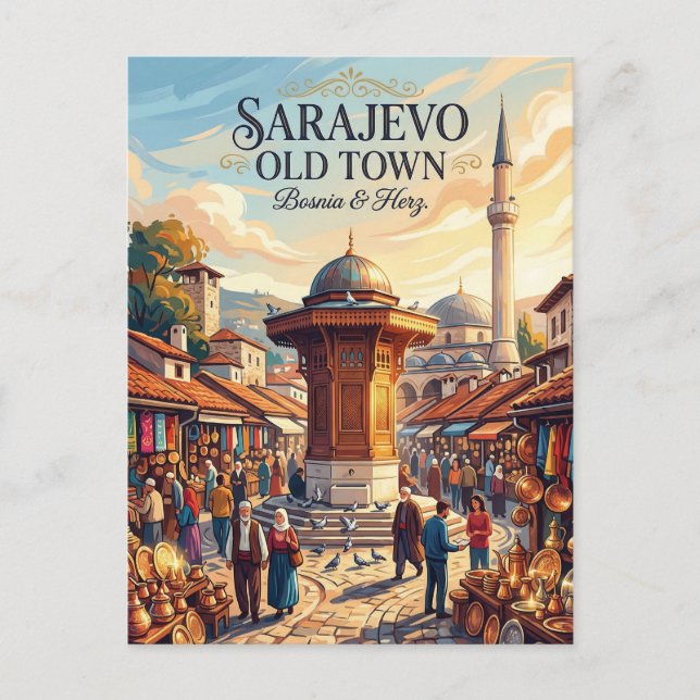 Sarajevo Gamla Stan Bosnien & Herz. Vykort (Framsida)