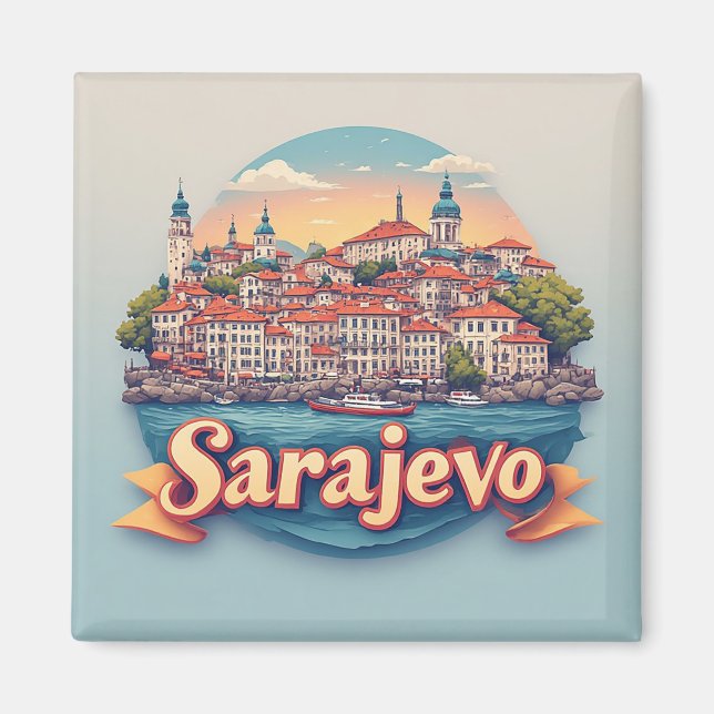 🧲 Sarajevo Stad Souvenir För Hemmet Samling 🏡 Magnet (Framsidan)