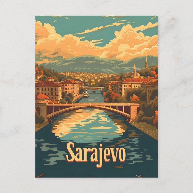 Sarajevo Vintage Vykort (Framsida)