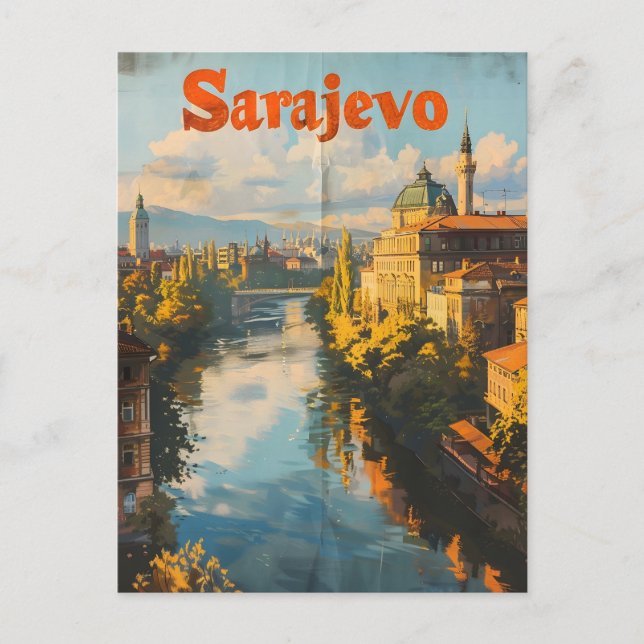Sarajevo Vintage Vykort (Framsida)