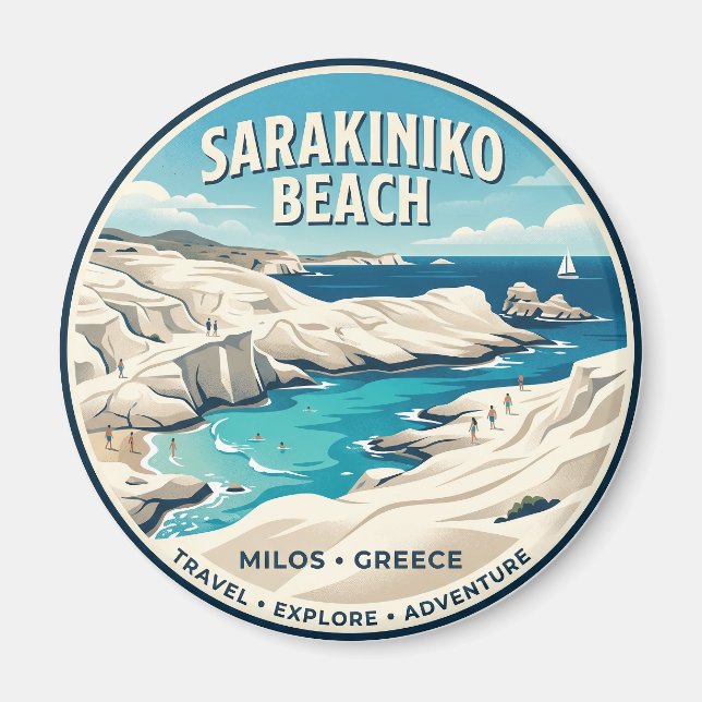 Sarakiniko-stranden Grekland Magnet (Framsidan)