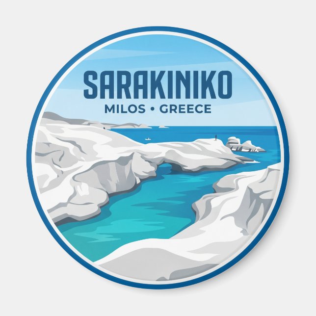 Sarakiniko-stranden Grekland Magnet (Framsidan)