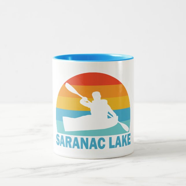 Saranac Lake New York kajak Två-Tonad Mugg (Center)