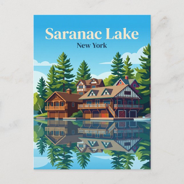 Saranac Lake New York Vykort (Framsida)