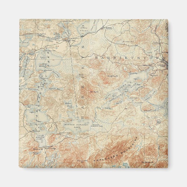 Saranac Sjö chain (Nedre, Mitten och övre Sjöar) Magnet (Framsidan)