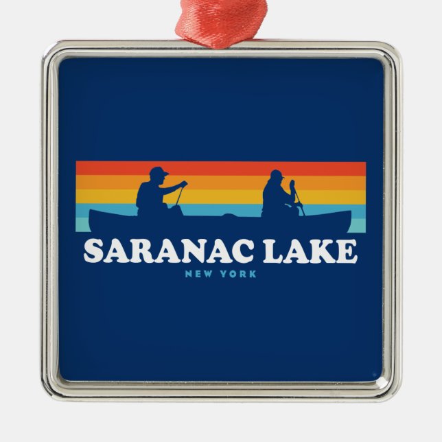 Saranac Sjö New York Canoe Julgransprydnad Metall (Framsidan)
