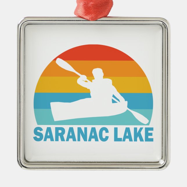 Saranac Sjö New York Kayak Julgransprydnad Metall (Framsidan)