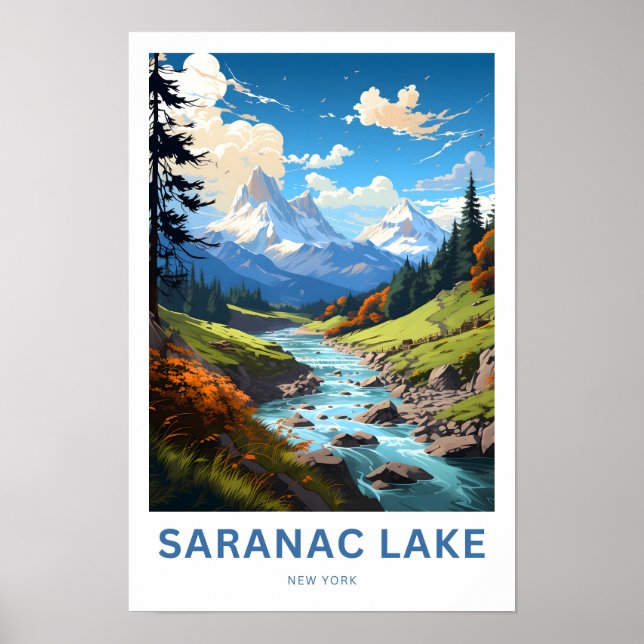 Saranac Sjö New York Travel Skriv ut Poster (Framsidan)