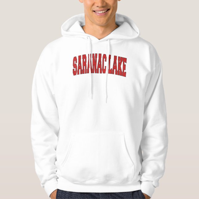 SARANAC SJÖ NY NEW YORK Varsity Stil U Hoodie (Framsida)