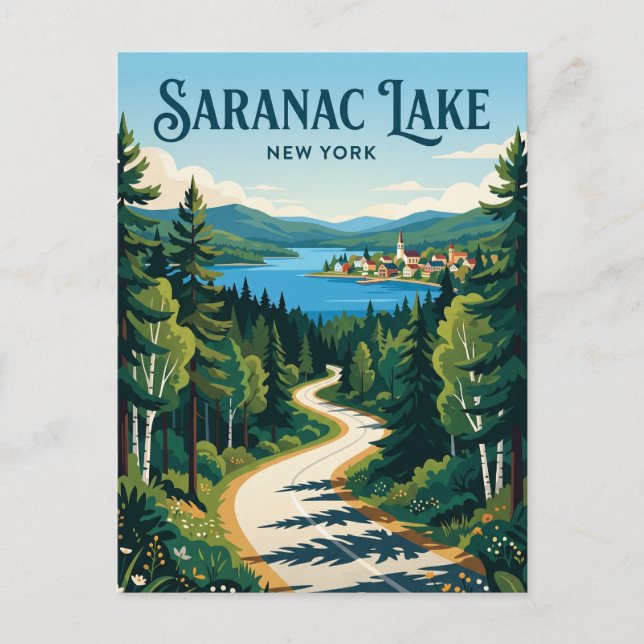 Saranacsjön USA Vykort (Framsida)