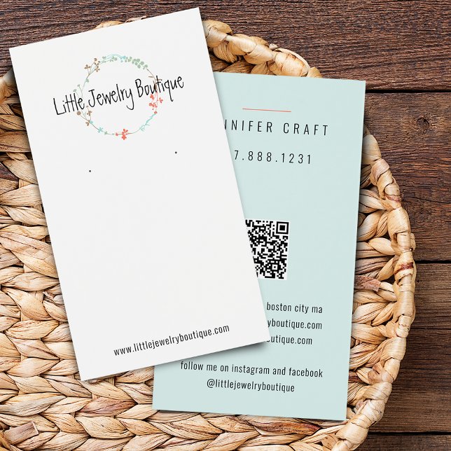 Sårandning av Wildblomma Smyckeskårskort för Visni Visitkort (Wildflower Wreath Earring Jewelry Display Card)