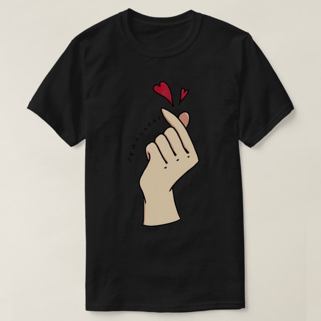 Saranghae Finger Heart Kpop Koreansk Kdrama T Shirt (Design framsida)