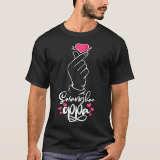 Saranghae Oppa Korean Heart Hand Sign KPop Kdrama T Shirt